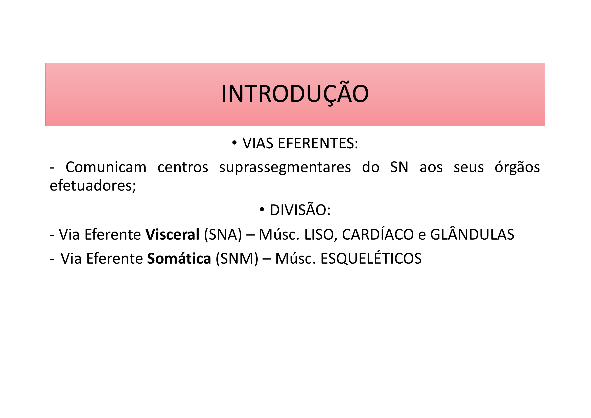 Introdução Vias Eferentes