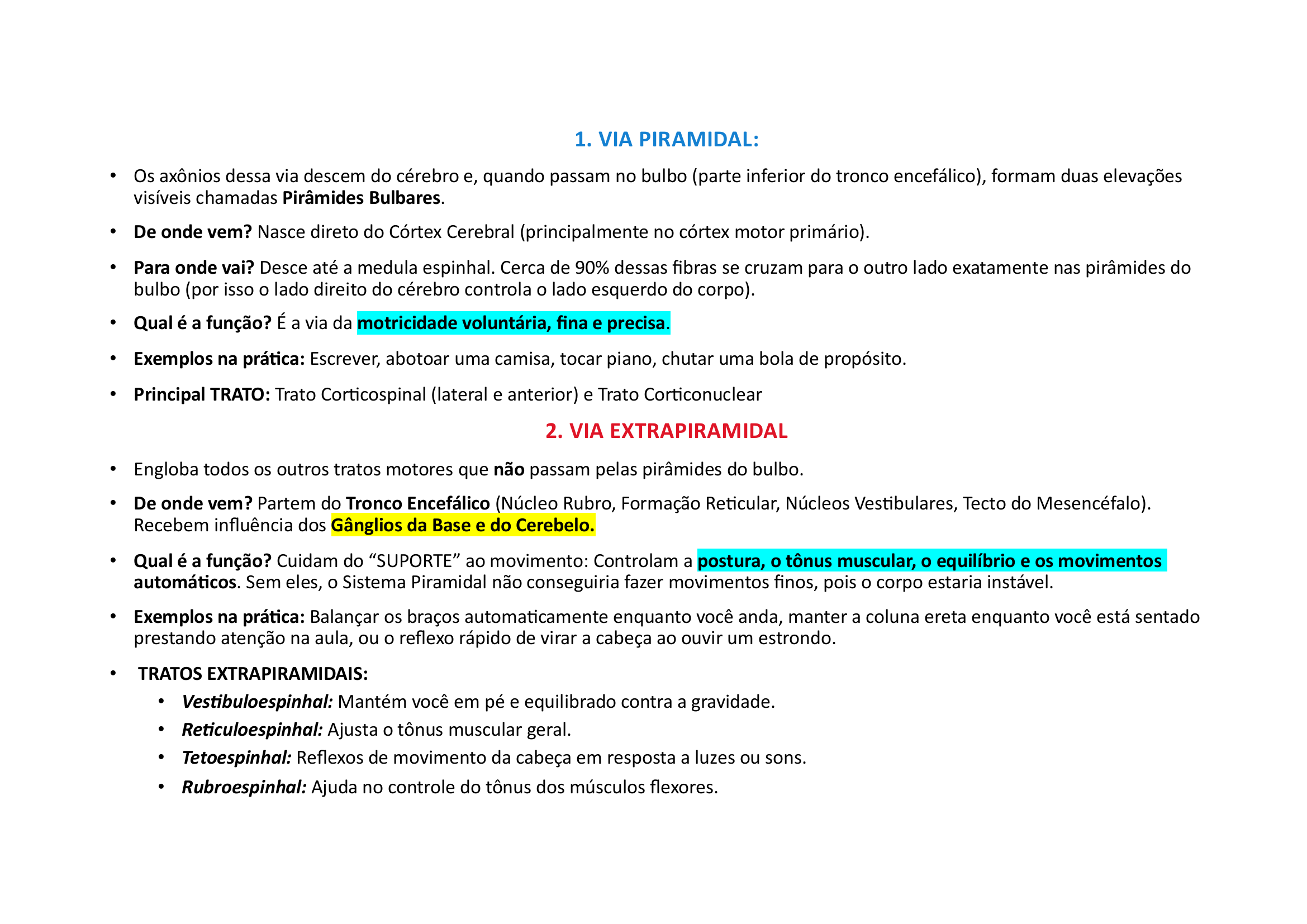 Via Piramidal e Extrapiramidal texto