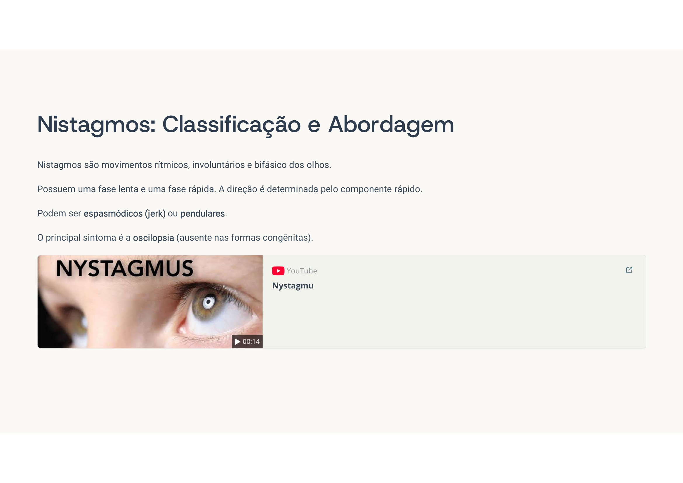 Classificação de nistagmo